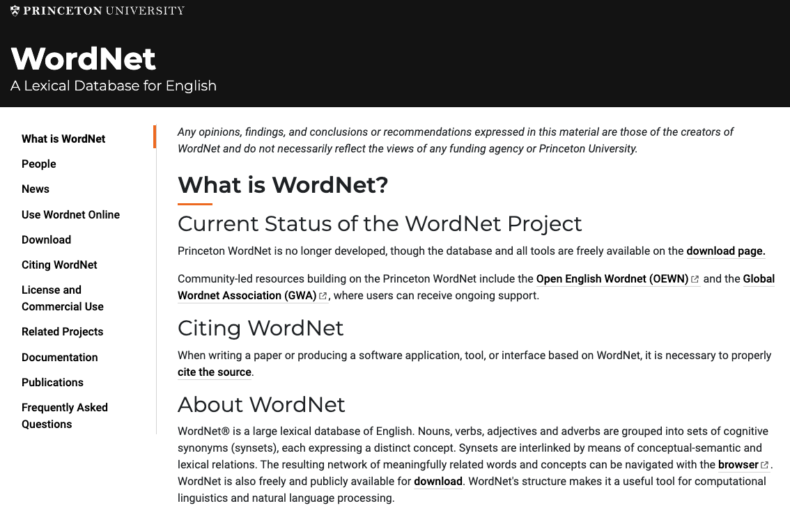 https://wordnet.princeton.edu/